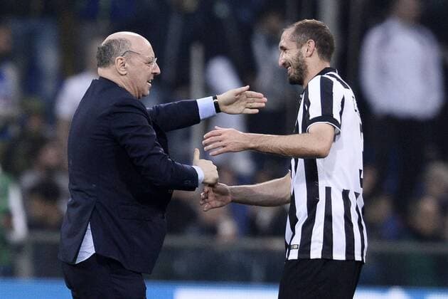 Genova 02 05 2015 - Serie A Juventus Turin: Giuseppe Marotta-Giorgio Chiellini 