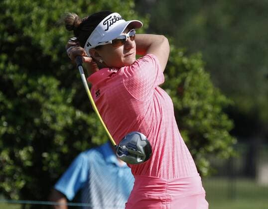 May 2, 2015 - Arlington, TX, USA - Brittany Lang drives from the 2nd tee in the third round during the Volunteers of America North Texas Shootout, Saturday, May 2, 2015, at the Las Colinas Country Club in Irving, Texas. LPGA Golf Damen North Texas Shootout, third round - ZUMAm67_