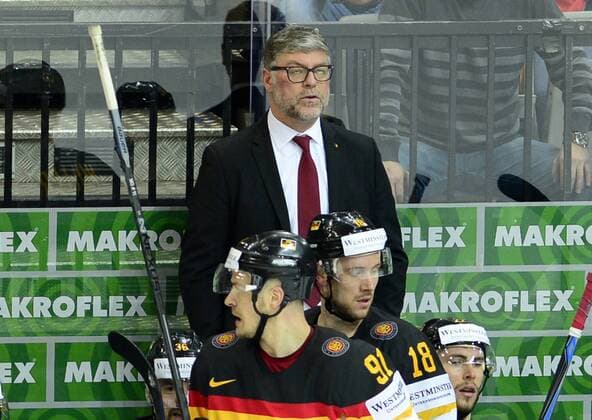 German coach Pat Cortina watches the game during the Ice hockey Eishockey World Championship WM Weltmeisterschaft Group A match Canada vs Germany in Prague, Czech Republic, May 3, 2015. (CTKxPhoto RomanxVondrous) CTKPhotoP201505030509201  vnd