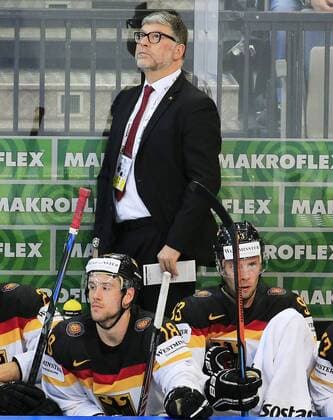 CORTINA Pat Trainer Team Deutschland Eishockey Weltmeisterschaften 2015 in Prag Spiel Kanada-Deutschland am 03. Mai 2015 in der O2 Arena in Prag 