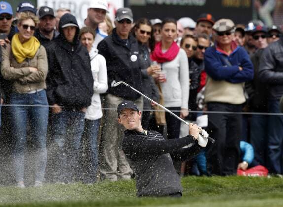 May 3, 2015 - San Francisco, CA, USA - Rory McIlroy hits out of a bunker on the 11th hole of the WGC-Cadillac Match Play golf tournament on Sunday, May 3, 2015, at TPC Harding Park in San Francisco. WGC-Cadillac Match Play golf tournament - ZUMAm67_