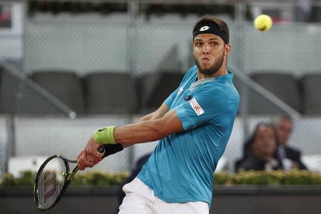 Jiri Vesely from Czech Republic during his Madrid Open tennis tournament match against Marin Cilic from Croatia in Madrid, Spain. May 04, 2015.  (2015050400153)