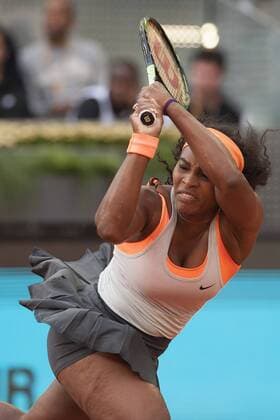 May 4, 2015 - Madrid, Madrid, Spain - Serena Williams of USA in action against Sloane Stephens of USA in their second round match during day three of the Mutua Madrid Open tennis tournament at the Caja Magica on May 4, 2015 in Madrid, Spain. Serena Williams during the Madrid Masters Series Tournament  - ZUMAn230
