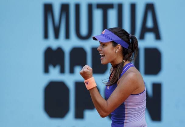 May 5, 2014 - Madrid, Spain - Spain, Madrid : Serbian tennis player Ana Ivanovic celebrates after winning point during the match against Ukrainian tennis player Elina Svitolina at the Madrid WTA Tennis Damen Masters Series Tournament tennis match in Madrid,day 5 on May 5, 2015. Open Madrid Tennis: Ana Ivanovic Vs Svitolina  - ZUMAn230