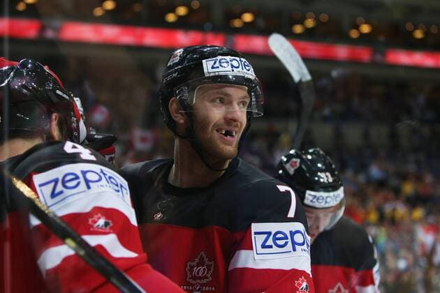 Ice hockey Eishockey - IIHF Ice Hockey WC 2015 PRAGUE,CZECH REPUBLIC,06.MAY.15 - ICE HOCKEY - IIHF World Ice Hockey Championships, international match Länderspiel Sweden vs Canada. Image shows the rejoicing of Sean Couturier (CAN). GEPAxpictures xAndreasxPranter 