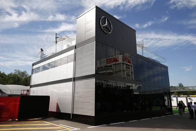 Motorsports: FIA Formula One World Championship WM Weltmeisterschaft 2015, Grand Prix of Spain, Mercedes AMG Petronas Formula One Team Motorhome xHOCHxZWEIx