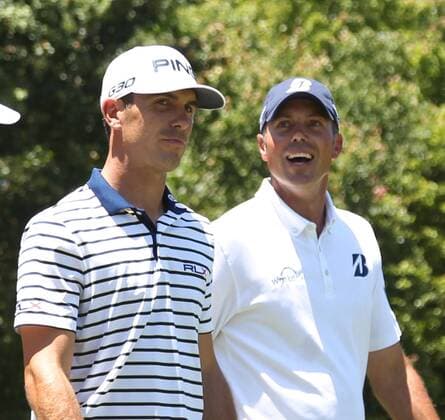 May 7, 2015 - Ponte Vedra Beach, Florida, United States - Matt Kuchar (R) walks off the tee with Billy Horschel during the first round of THE PLAYERS Championship. THE PLAYERS Championship - Round 1 - ZUMAw109
