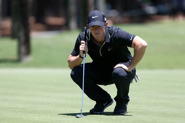 May 7, 2015 - Ponte Vedra Beach, Florida, United States - Rory McIlroy lines up a putt on the 6th green during the first round of THE PLAYERS Championship. THE PLAYERS Championship - Round 1 - ZUMAw109