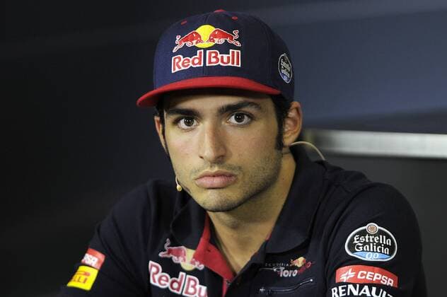 Aktuell Motorsport, Formel 1, GP Barcelona, PK Carlos SAINZ,ESP (Scuderia Toro Rosso),Aktion,Einzelbild,angeschnittenes Einzelmotiv,Portraet,Portrait,Porträt, FIA Pressekonferenz Formel 1:GP von Spanien,Circuit de Catalunya,Saison2015,am 07.05.2015.