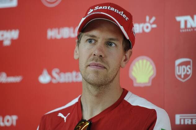 Aktuell Motorsport, Formel 1, GP Barcelona, Pressetermin Ferrari mit Sebastian Vettel und Kimi Räikkönen Sebastian VETTEL,GER (Scuderia Ferrari),Aktion,Einzelbild,angeschnittenes Einzelmotiv,Portraet,Portrait,Porträt, Pressekonferenz. Formel 1:GP von Spanien,Circuit de Catalunya,Saison2015,am 07.05.2015.