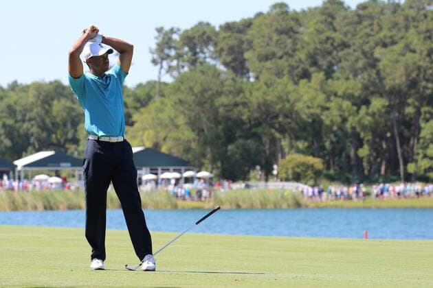 08 May 2015: Tiger Woods reacts to a poor shot during the second round of THE PLAYERS Championship at TPC Sawgrass in Ponte Vedra Beach, Fl. GOLF: MAY 08 PGA Golf Herren - THE PLAYERS Championship - Second Round Icon15032011902 EDITORIAL USE ONLY
