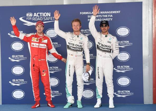Sebastian Vettel, Scuderia Ferrari, Nico Rosberg; Pole, Lewis Hamilton; Mercedes Grand Prix, formula 1 GP, Spanien in Barcelona 09.05.2015 Photo:mspb Jerry Andre Sebastian Vettel, Nico Rosberg; Lewis Hamilton; formula 1 GP, Spanien,