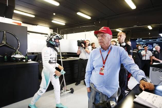 Motorsports: FIA Formula One World Championship WM Weltmeisterschaft 2015, Grand Prix of Spain, 6 Nico Rosberg (GER, Mercedes AMG Petronas Formula One Team), Niki Lauda (AUT, Mercedes AMG Petronas F1 Team), xHOCHxZWEIx