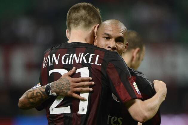 Aktuell Fußball, Italien, AC Mailand - AS Rom Jubel Marco Van Ginkel, Nigel De Jong Milan Serie A AC Milan - AS Rom giuseppexceleste