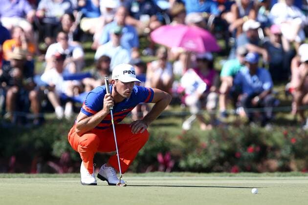 Aktuell Golf - The Players Championship in Ponte Vedra Beach May 9, 2015 - Ponte Vedra Beach, Florida, United States - Billy Horschel lines up a putt on the 16th green during the third round of THE PLAYERS Championship. THE PLAYERS Championship - Round 3 - ZUMAw109