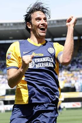 Aktuell Fußball, Italien, AC Chievo Verona - Hellas Verona Serie A Chievo Verona-Hellas Verona Torjubel Luca Toni 