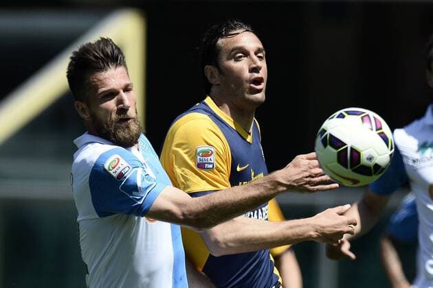Aktuell Fußball, Italien, AC Chievo Verona - Hellas Verona Serie A Chievo Verona-Hellas Verona Luca Toni-Bostjan Cesar 