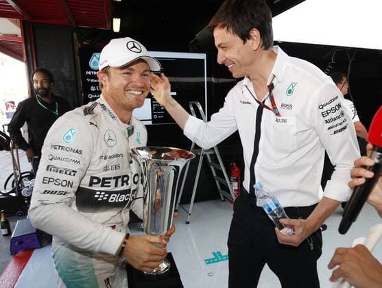 Motorsports: FIA Formula One World Championship WM Weltmeisterschaft 2015, Grand Prix of Spain, 6 Nico Rosberg (GER, Mercedes AMG Petronas Formula One Team), Toto Wolff (AUT, Mercedes AMG Petronas Formula One Team), xHOCHxZWEIx