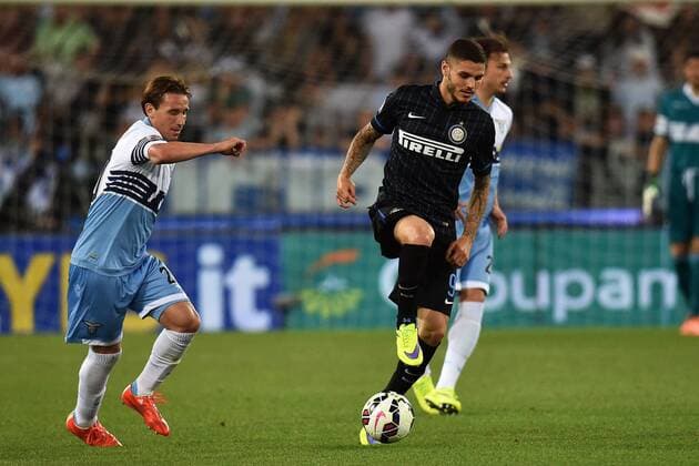 Aktuell Fußball, Italien, Lazio Rom - Inter Mailand Lucas Biglia Lazio, Mauro Icardi Inter Serie A 2014 2015 Lazio Rom - Inter Mailand andreaxstaccioli