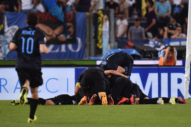 Jubel Hernanes Inter dopo il gol 1-2 Goal celebration Serie A 2014 2015 Lazio Rom - Inter Mailand andreaxstaccioli