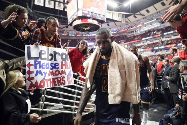 May 10, 2015 - Chicago, IL, USA - Cleveland Cavaliers forward LeBron James (23) walks off the floor after making his winning basket against the Chicago Bulls with no time remaining on the clock on Sunday, May 10, 2015, at the United Center in Chicago. Cleveland Cavaliers at Chicago Bulls - ZUMAm67_