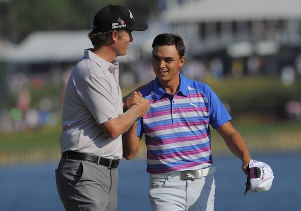 10 May 2015: Rickie Fowler 18th green during the final round of The Players Championship at TPC Sawgrass Ponte Vedra Beach Florida. GOLF: MAY 10 PGA Golf Herren - THE PLAYERS Championship - Final Round Icon1505102112 EDITORIAL USE ONLY