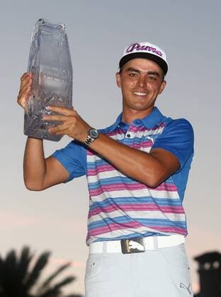 May 10, 2015 - Ponte Vedra Beach, Florida, United States - Rickie Fowler holds the trophy after winning the sudden death playoff round of THE PLAYERS Championship. THE PLAYERS Championship - Final Round - ZUMAw109