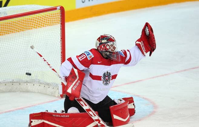 Ice hockey Eishockey - IIHF Ice Hockey WC 2015 PRAGUE,CZECH REPUBLIC,12.MAY.15 - ICE HOCKEY - IIHF World Ice Hockey Championships, international match Länderspiel Canada vs Austria. Image shows Rene Swette (AUT). GEPAxpictures xAndreasxPranter 