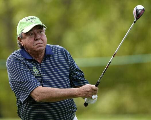 May 13, 2015 - Charlotte, NC, USA - Golf - - Felix Sabates watches his drive from the second tee box during the Pro-Am on Wednesday, May 13, 2015, at Quail Hollow Club in Charlotte, N.C. Wells Fargo Pro-Am round - ZUMAm67_