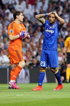 May 13, 2015 - Madrid, Spain - ARTURO VIDAL of Juventus in action during the UEFA Champions League semi final second leg match between Real Madrid CF and Juventus at the Santiago Bernabeu stadium in Madrid, Spain. UEFA Champions League 2015 - Real Madrid CF v Juventus - ZUMAg147