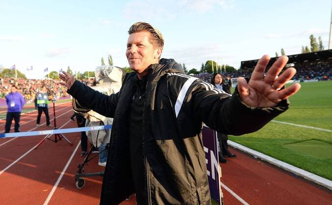 14.05.2015, xfux, Fussball UEFA Champions League Womans, 1.FFC Frankfurt - FC Paris St. Germain , v.l. Trainer Colin Bell (1.FFC Frankfurt) jubeln jubelt nach Spielende.