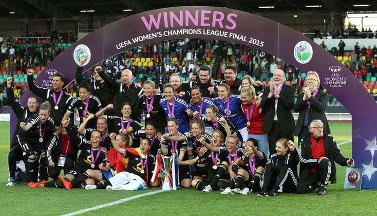 Championleaguesieger FFc Frankfurt Jubel Freude Emotion FFC Frankfurt - PSG Paris Staint-Germain UEFA Womens Championsleague Finale Final Endspiel 14.05.2015 Fußball Fussball Friedrich-Ludwig-Jahn Sportpark Berlin Frauen Saison 2014 2015