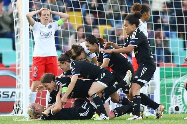 Erlösender Jubel bei den Hessinnen nach dem 2:1 durch Mandy Islacker ( 17, 1. FFC Frankfurt) , 1. FFC Frankfurt vs. Paris Saint-Germain, Fußball, Finale Champions League Women, 14.05.2015, EP_MHT