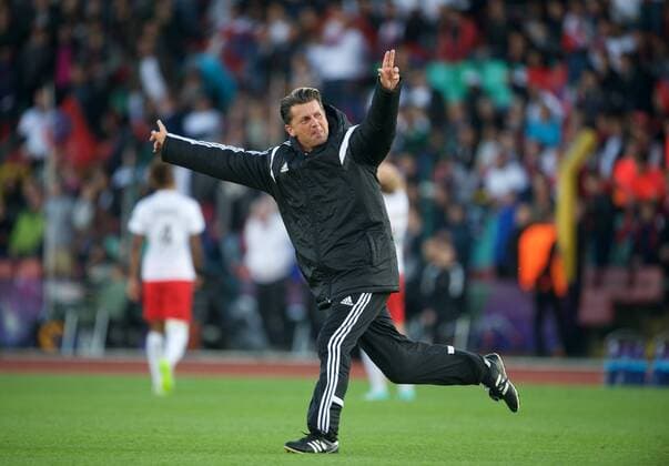 Fussball Berlin 14.05.2015 Saison 2014 2015 Champions League Finale der Frauen 1. FFC Frankfurt - Paris Saint-Germain Jubel nach Spielende Colin Bell (1.FFC Frankfurt, Trainer)