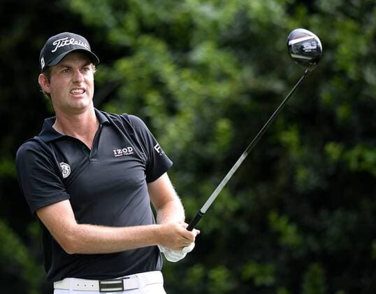 May 15, 2015 - Charlotte, NC, USA - Webb Simpson watches his drive from the 14th tee during the second round of the Wells Fargo Championship at Quail Hollow Club on Friday, May 15, 2015, in Charlotte, N.C. Wells Fargo Second Round - ZUMAm67_