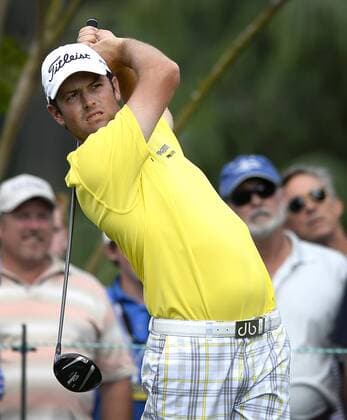 May 15, 2015 - Charlotte, NC, USA - Robert Streb watches his drive from the 11th tee box during the second round of the Wells Fargo Championship at Quail Hollow Club on Friday, May 15, 2015, in Charlotte, N.C. Wells Fargo Second Round - ZUMAm67_