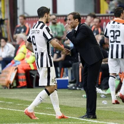 Aktuell Fußball, Italien, Serie A, Inter Mailand - Juventus Turin Serie A Inter Mailand - Juventus Turin Massimiliano Allegri-Alvaro Morata 