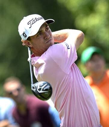 May 16, 2015 - Charlotte, NC, USA - Justin Thomas watches his drive from the ninth tee box during the third round of the Wells Fargo Championship on Saturday, May 16, 2015, at Quail Hollow Club in Charlotte, N.C. Wells Fargo Championship - ZUMAm67_