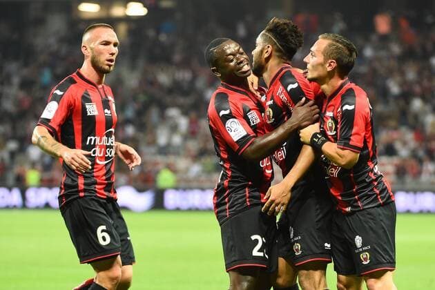 Aktuell Fußball, Frankreich, Ligue 1, OGC Nizza - RC Lens NAMPALYS MENDY (nice) - ERIC BAUTHEAC (nice) - DIDIER DIGARD (nice) - JOIE FOOTBALL : Nice vs Lens - Ligue 1 - 16 05 2015 FEPx 
