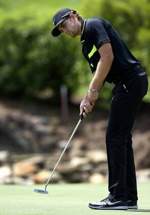 May 16, 2015 - Charlotte, NC, USA - Patrick Rodgers watches his ball near the cup on the seventh green during the third round of the Wells Fargo Championship on Saturday, May 16, 2015, at Quail Hollow Club in Charlotte, N.C. Wells Fargo Championship - ZUMAm67_