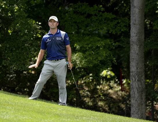 May 16, 2015 - Charlotte, NC, USA - Robert Streb motions for his ball to sit on the eighth green during the third round of the Wells Fargo Championship on Saturday, May 16, 2015, at Quail Hollow Club in Charlotte, N.C. Wells Fargo Championship - ZUMAm67_