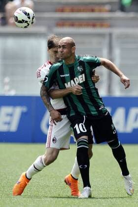 Aktuell Fußball, Italien, Serie A, Sassuolo Calcio - AC Milan Reggio Emilia 17 05 2015 - Serie A US Sassuolo - AC Milan foto DanieleBuffa -- Simone Zaza, Gabriel Paletta 