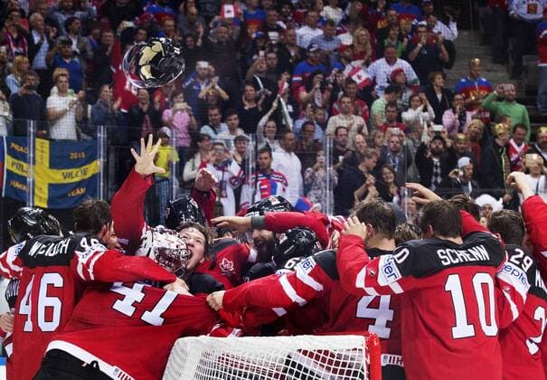 May 17, 2015 - Prag, TJECKIEN - 150517 Kanadas spelare jublar efter finalmatchen i ishockey-VM mellan Kanada och Ryssland den 17 maj 2015 i Prag..Foto: Joel Marklund BILDBYRÂN kod JM 87014 News - May 17, 2015  - ZUMAb138