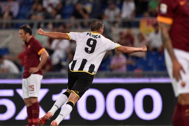 17.05.2015. Rome, Italy. Serie A Football. Roma versus Udinese. Stipe Perica celebrates after he scored the first goal for Udinese xGiuseppexMaffiax  ActionPlus11622051