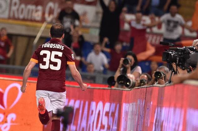 17.05.2015. Rome, Italy. Serie A Football. Roma versus Udinese. Vasilis Torosidis celebrates after he scored the second goal for Roma xGiuseppexMaffiax  ActionPlus11622079