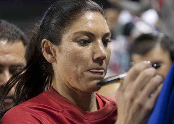 May 17, 2015 - Carson, California, U.S - Goalie, Hope Solo of the United States Women s national team Nationalteam as they defeated Mexico, 5-1, in an exhibition match on Sunday May 17, 2015 in Carson, California ahead of the Women s World Cup in June 2015. US Women s Natiional Team Defeated Mexico, 5-1 - ZUMAp124