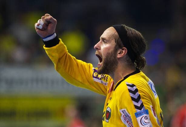 Handball Berlin 17.05.2015 Saison 2014 2015 EHF Cup Finale Füchse Berlin - Hamburger SV Handball 30:27 Füchse Berlin gewinnen den EHF Cup 2015 Silvio Heinevetter (Füchse Berlin, TW, No.12) Jubel