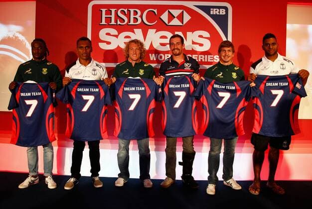 17.05.2015. Twickenham, London England. The VIP team awards players Senatla, Kolinisau, Kok, Test Smith and Kunatani, Dream Team Sevens 2015 at HSBC Sevens World Series 2014 2015 Awards at Twickenham xMartinxSerasxLimax  ActionPlus11622187