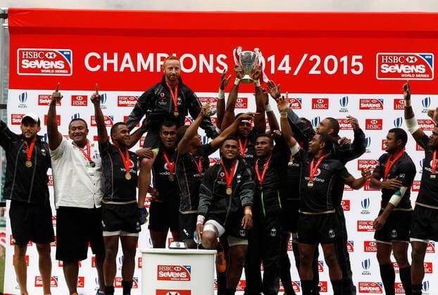 17.05.2015. Twickenham, London England. Fiji Team picture as Overall Sevens World Series Champions 2015 - Day 2 at Marriott London Sevens 2015, HSBC Sevens World Series 2015 at Twickenham Stadium, London England. xMartinxSerasxLimax  ActionPlus11622204