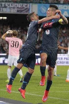 Dries Mertens Napoli, Marek Hamsik Napoli, goal celebration Napoli 18-05-2015 Stadio San Paolo Football Calcio Serie A SSC Napoli vs. AC Cesena cesarexpurini